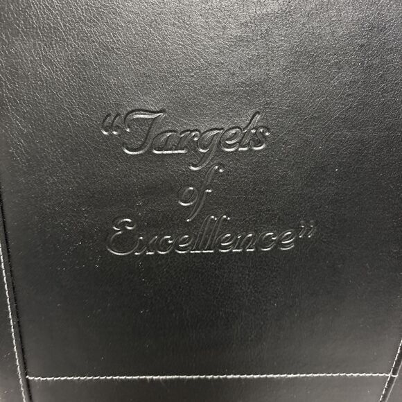 Black Faux Leather Targets Of Excellence Pad Folio Holds 8.5” X 11” Notepad - Picture 2 of 7